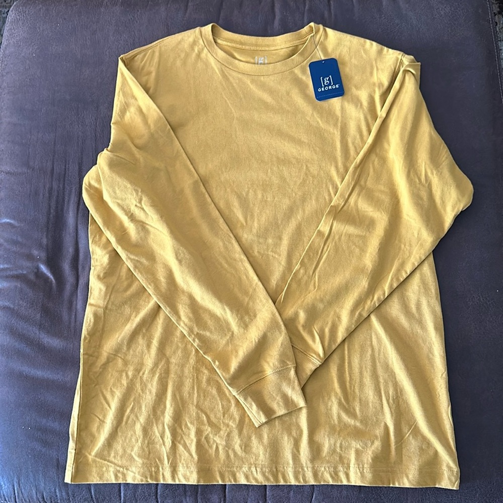 Brand New Men’s George by Walmart Long Sleeve Mustard Yellow Tee in size Large